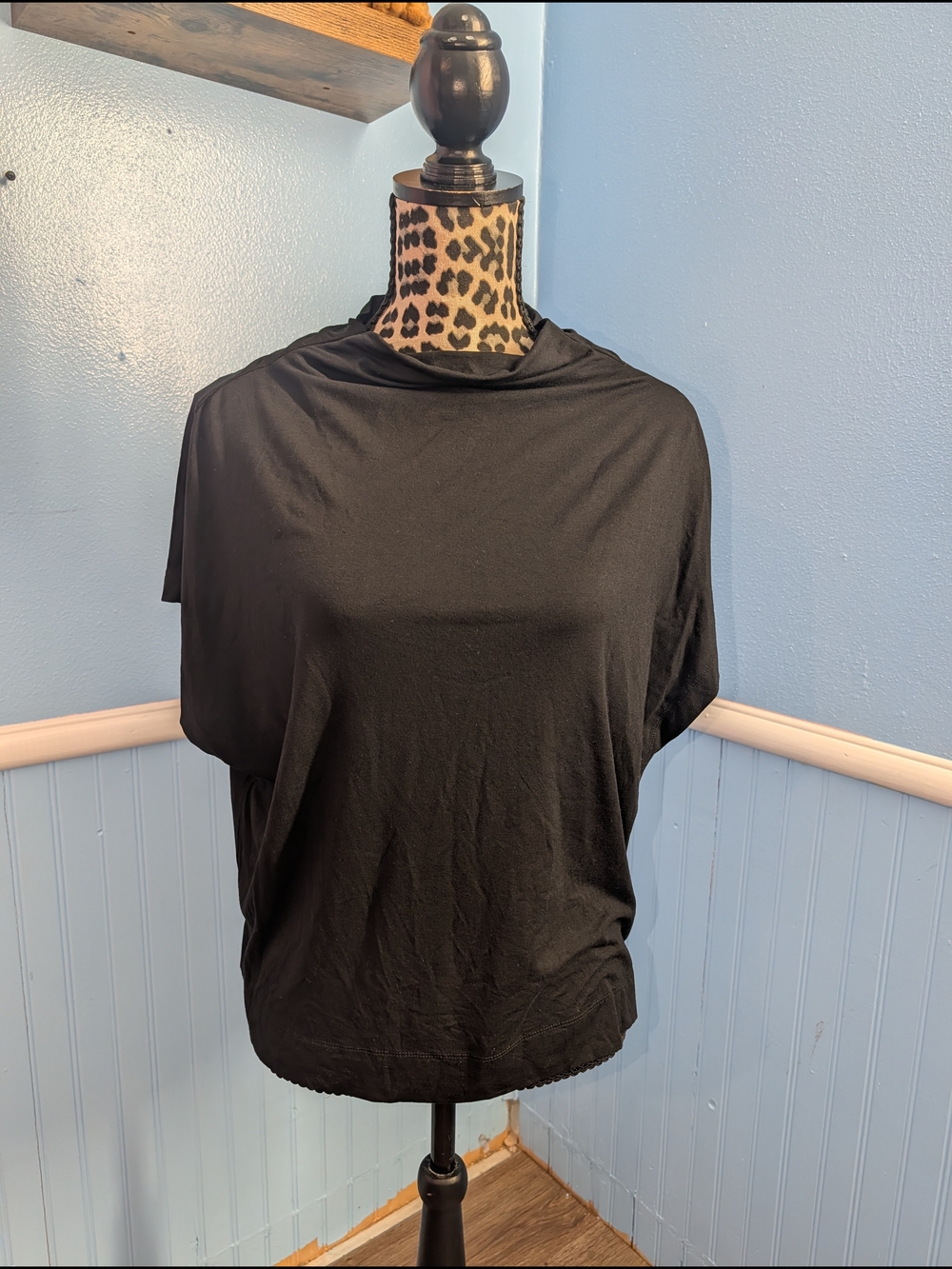 Umgee Black Short Sleeve Dolman Top